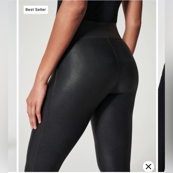 NWT SPANX Black Matte Faux Leather Leggings 2437 Size Medium - Picture 3 of 11